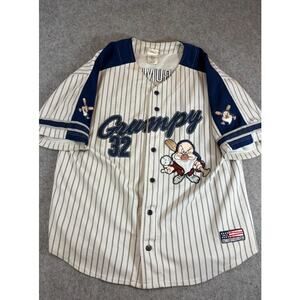 VTG Y2K Disney Grumpy #32 Baseball Jersey Mens Large Walt Disney World Pinstripe
